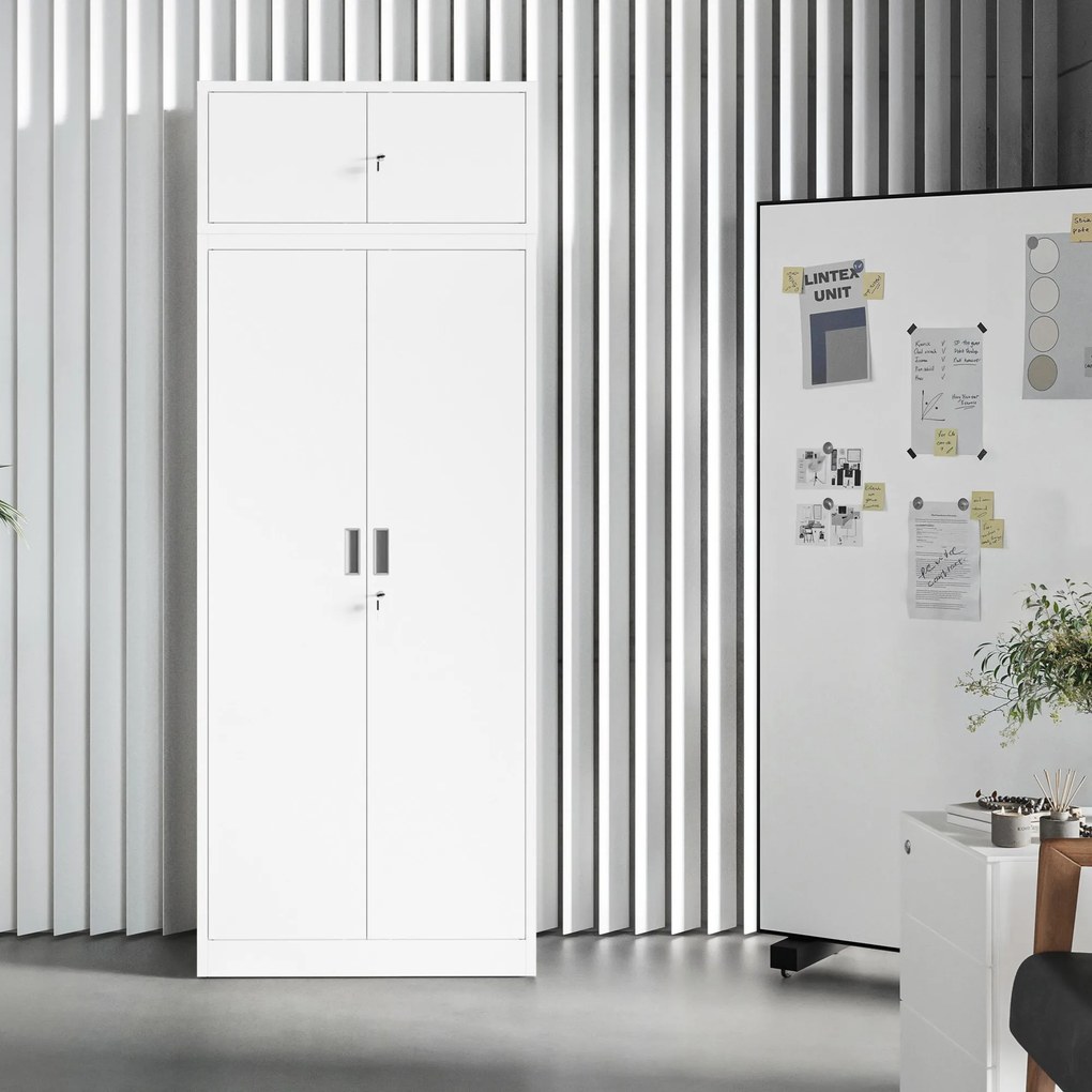 Szafa metalowa biurowa z 4 półkami biała, 1750x800x400 mm: JAN Compact