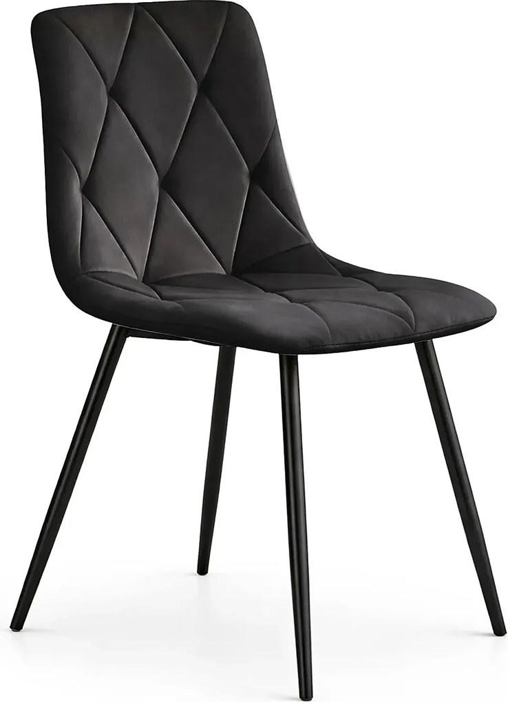 Zestaw 2 czarnych krzeseł tapicerowanych welurem L0-C41