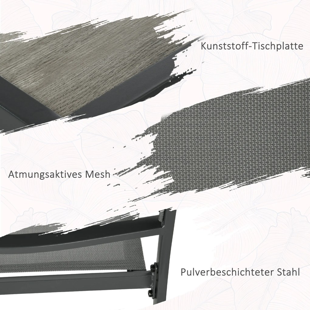 Outsunny Zestaw mebli ogrodowych, zestaw krzeseł ogrodowych, 1 stół, 4 krzesła, 150 x 87 x 72 cm, Szary