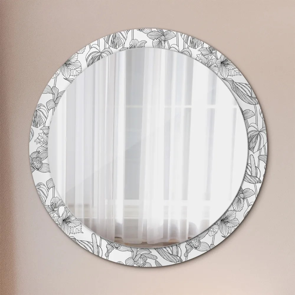 Lustro dekoracyjne okrągłe Kwiatowy wzór
