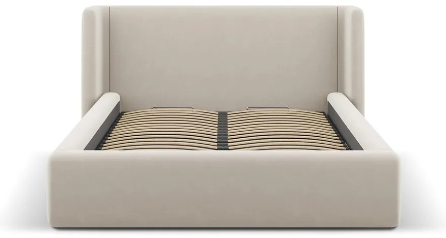 Beżowe tapicerowane łóżko dwuosobowe ze schowkiem ze stelażem 140x200 cm Jason – Windsor &amp; Co Sofas