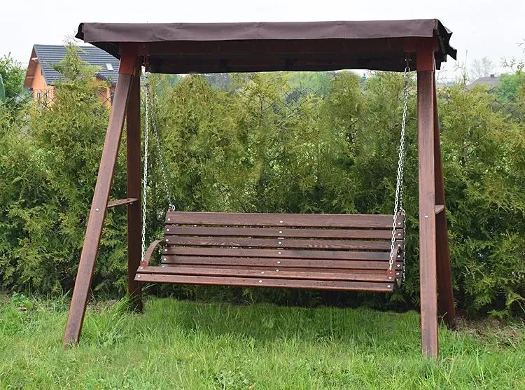 Huśtawka ogrodowa drewniana Magis 4X orzech - 160cm