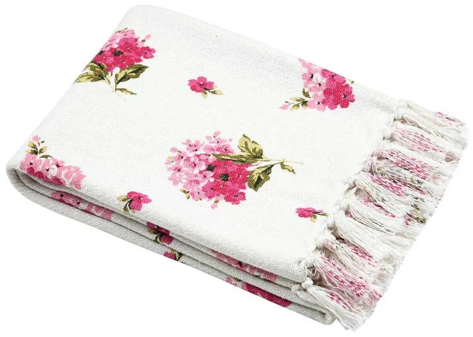 Narzuta bawełniana z kwiecistym wzorem 125 x 150 cm