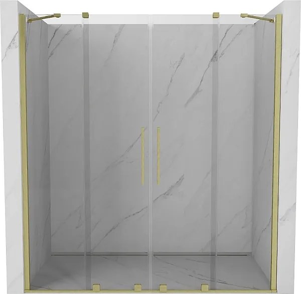 Mexen Velar Duo drzwi prysznicowe rozsuwane 200 cm, transparent, złote szczotkowane - 871-200-000-02-55