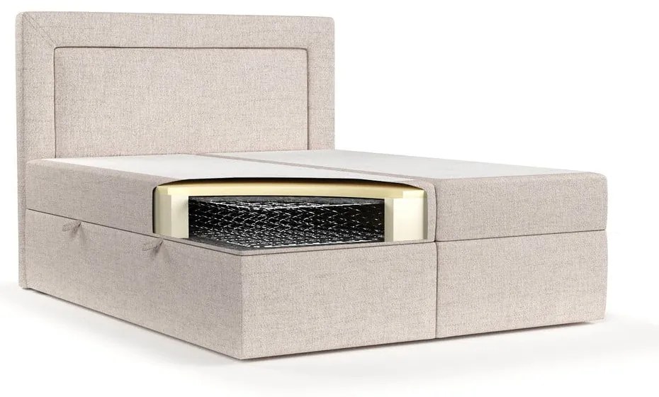 Beżowe łóżko boxspring ze schowkiem 200x200 cm Imagine – Maison de Rêve
