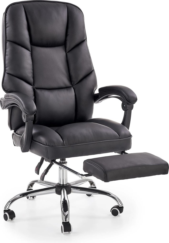 Tapicerowany fotel biurowy z podnóżkiem Alvin