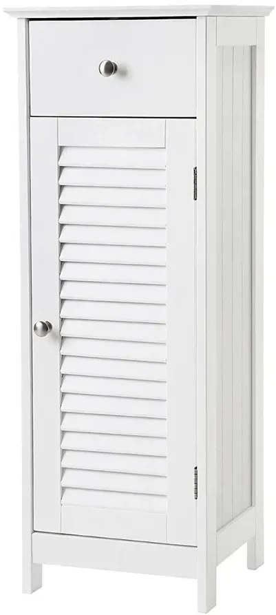 Klasyczny biały łazienkowy słupek z szufladą i szafką G5-F03