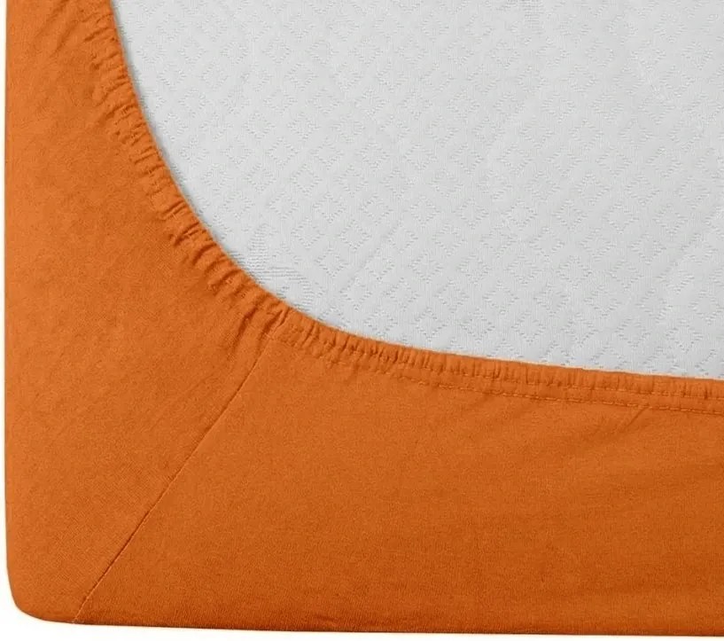 PrzytulneMieszkanie.pl Prześcieradło jersey HIGHFIT pomarańczowe 90 x 200 cm