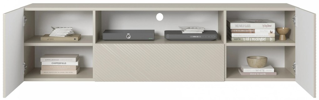 Szafka RTV Asha 167 cm wisząca z szufladą i wnęką - kaszmir