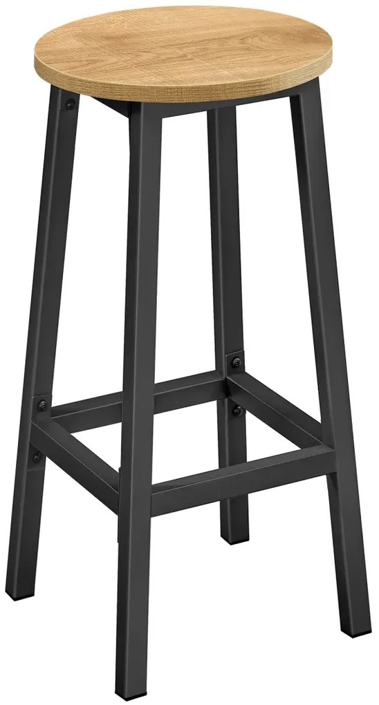 Wysoki dewniany taboret dąb + czarny Z1-P69