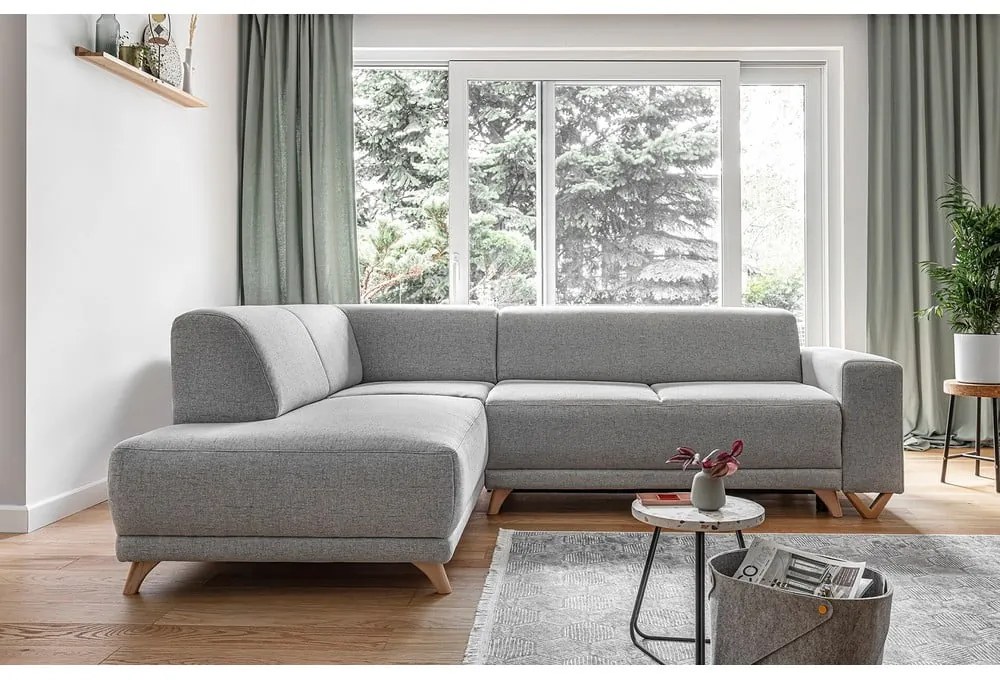 Jasnoszary rozkładany/ze schowkiem narożnik (lewostronny/w kształcie litery L) Classy Sophie – Miuform