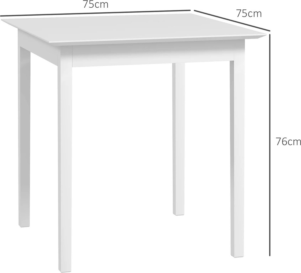 HOMCOM Stół kuchenny kwadratowy nowoczesny biały 75x75x76 cm do jadalni i kuchni | Aosom PL