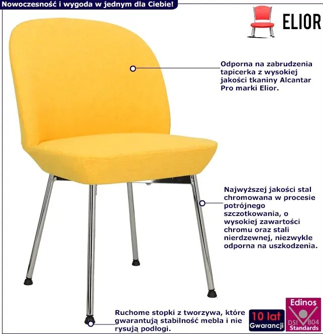Żółte chromowane krzesło minimalistyczne R2-R10