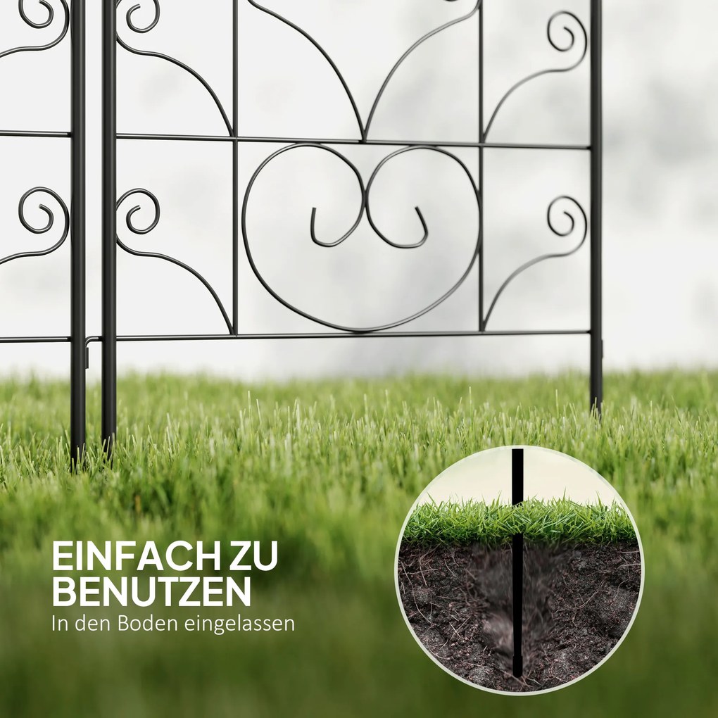 Metalowe Kratki na Róże 2 szt. Outsunny Zestaw, Odporny na Rdzę, dla Roślin Pnących z Motywem Ptaków 50x120 cm, Czarny