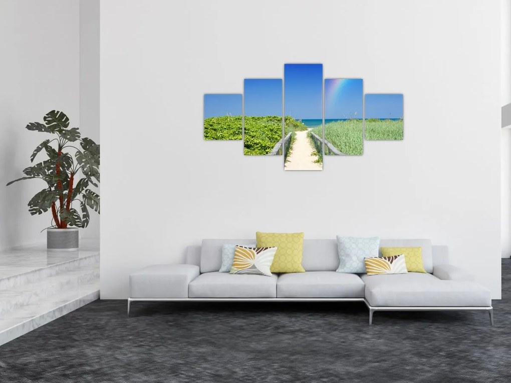 Obraz - Krajobraz i tęcza (125x70 cm)