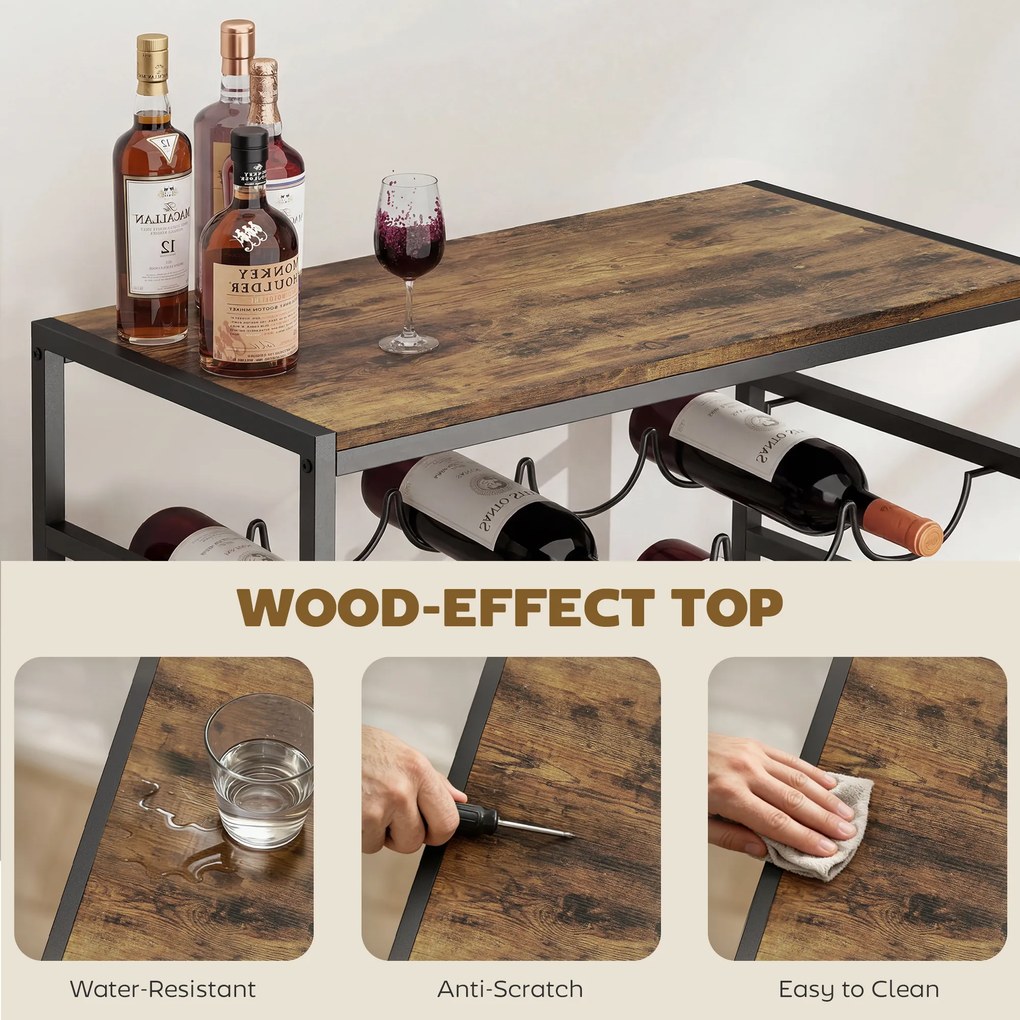 HOMCOM Stojak na wino na 30 butelek wolnostojący stojak z metalu do piwnicy, magazynu, 59 x 30 x 88,5 cm Rustykalny brąz | Aosom PL