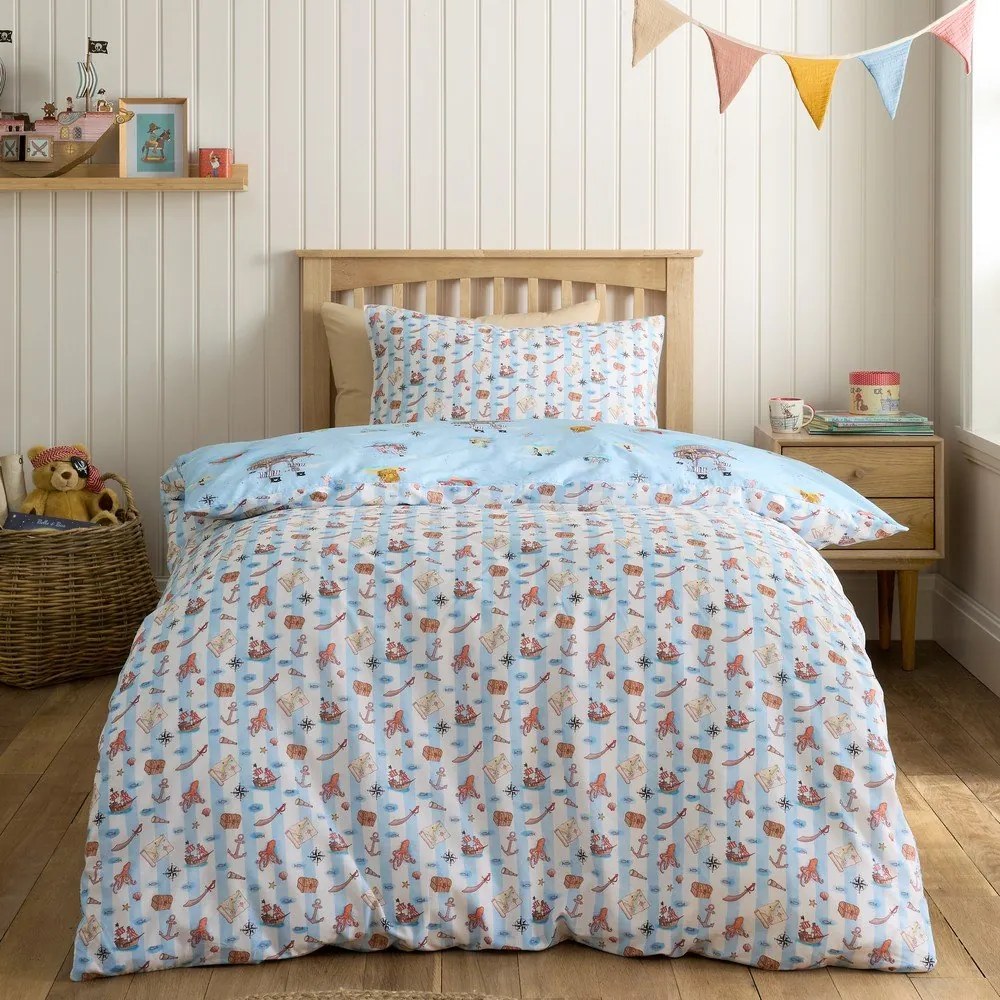 Niebieska bawełniana pościel dziecięca dwuosobowa 200x200 cm Pirates – Belle &amp; Boo