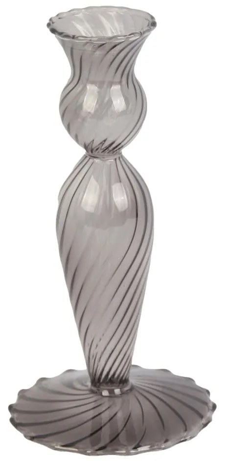 Szary szklany świecznik PT LIVING Swirl, wys. 17 cm
