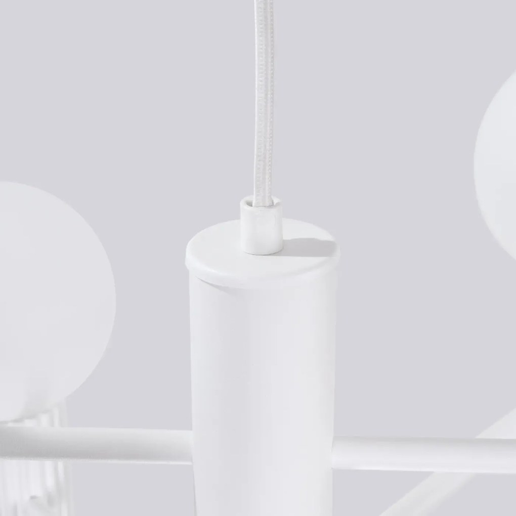 Żyrandol HALO 6 biały ryflowany SOLLUX  LIGHTING