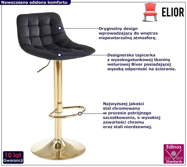 Czarno-złoty welurowy hoker glamour - Limi