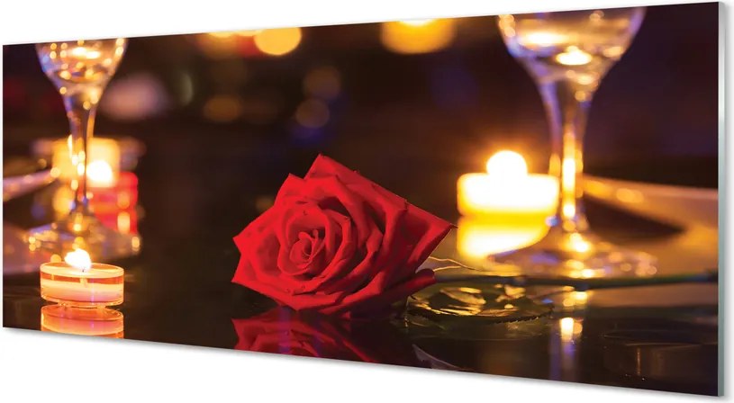 Panel nad Blat Kuchenny Róża, Świece i Kieliszki