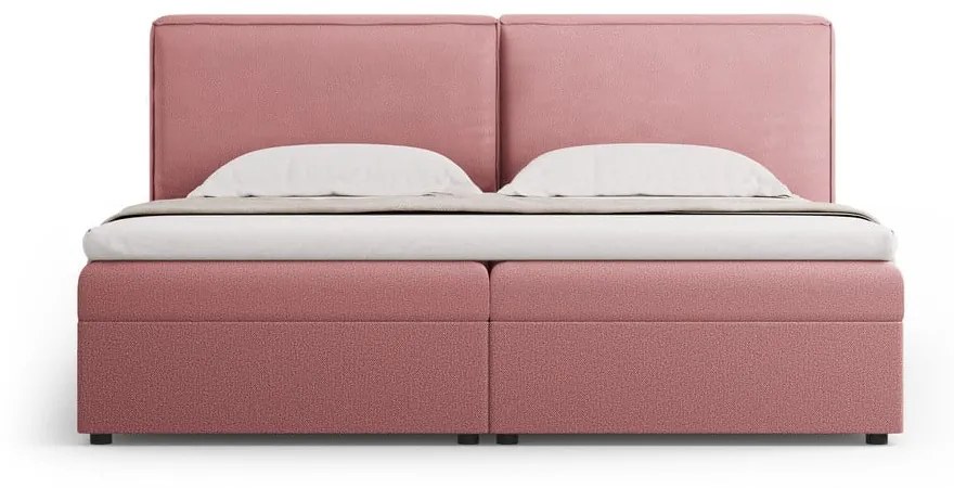 Różowe łóżko boxspring ze schowkiem 140x200 cm Arendal – Cosmopolitan Design