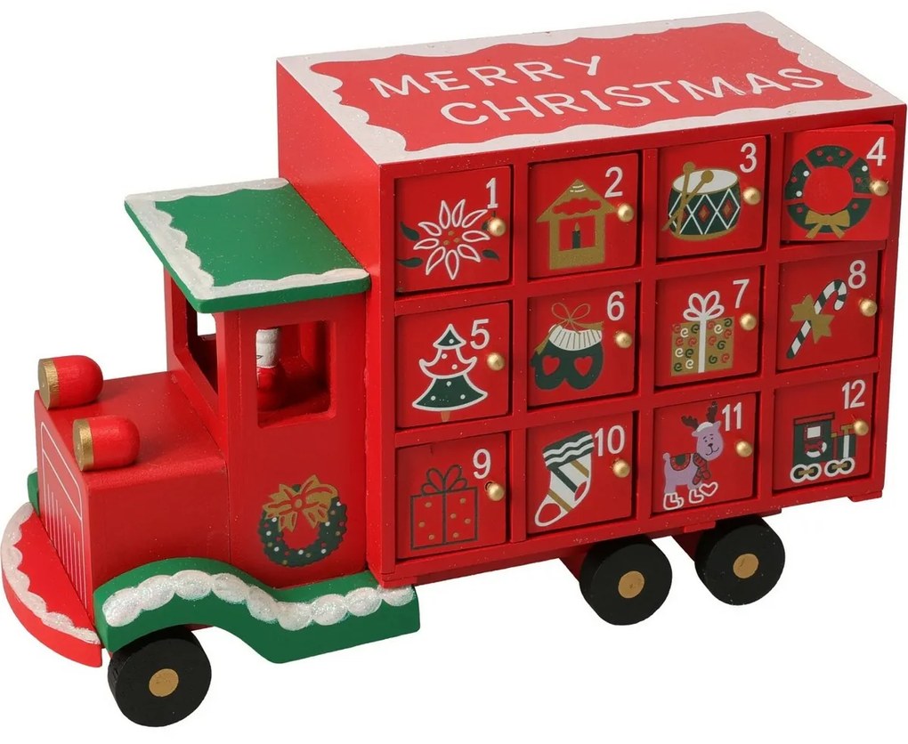 Kalendarz adwentowy Ciężarówka, 29 x 9,5 x 17 cm, dekor 1