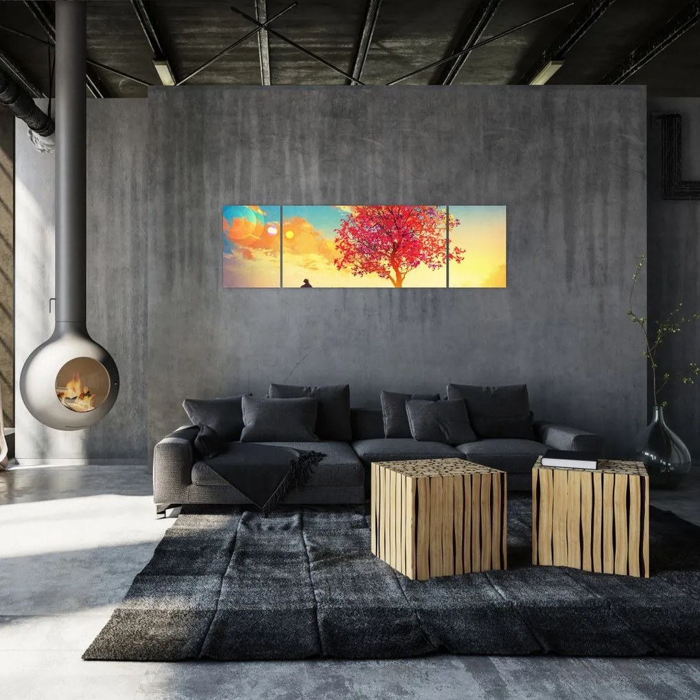 Obraz drzewa na wzgórzu (170x50 cm)