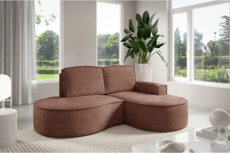 Narożnik MOLLY Prawostronny bez funkcji spania, wolnostojący tkanina ABRIAMO 12 Miedziany