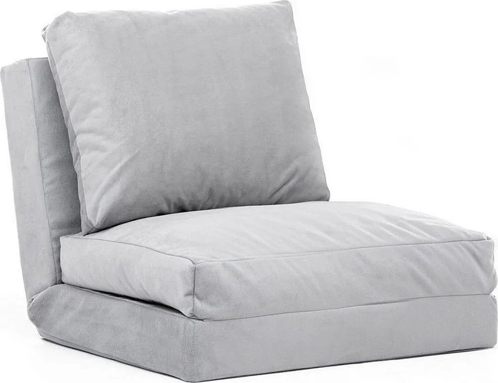 Fotel-łóżko 1-osobowy – 185 x 60 cm – szary – 100% metalik i 100% poliester