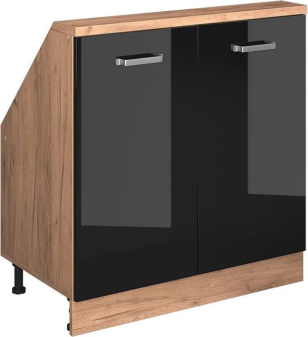 Szafka kuchenna na dach skośny czarny wysoki połysk 80x46x81.6 r-line