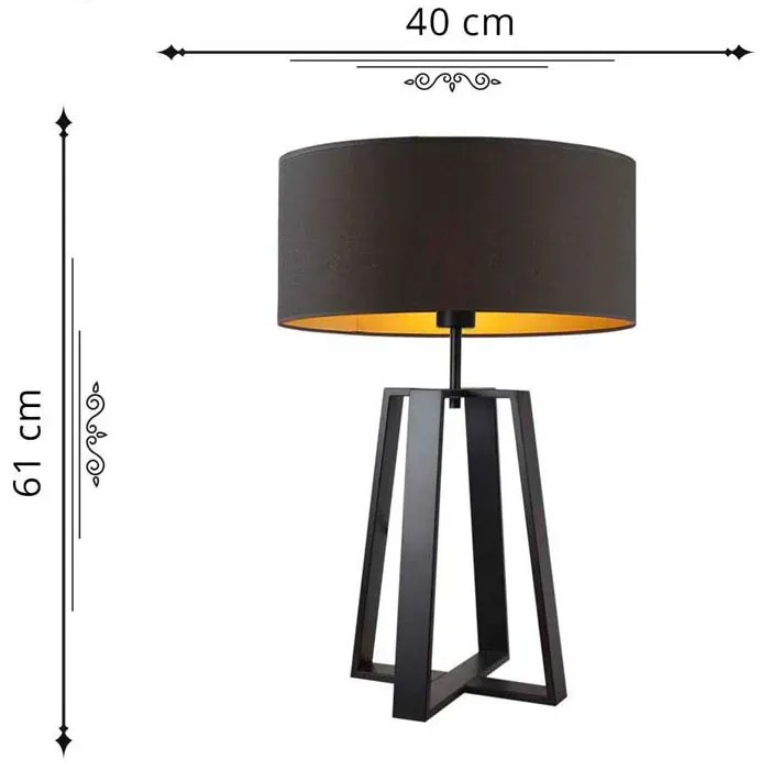 Lampa stołowa glamour na czarnym stelażu - K6-H02
