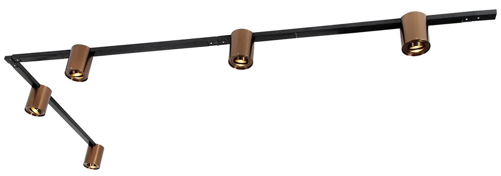System szynowy 1-fazowy z 5 reflektorami w kolorze ciemnego brązu i czarnym - Rondoo Up