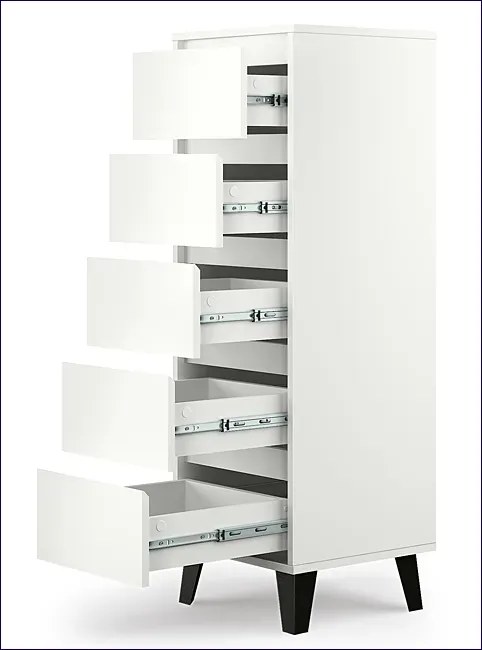 Wysoka biała komoda z 5 szufladami - Bilgo 6X