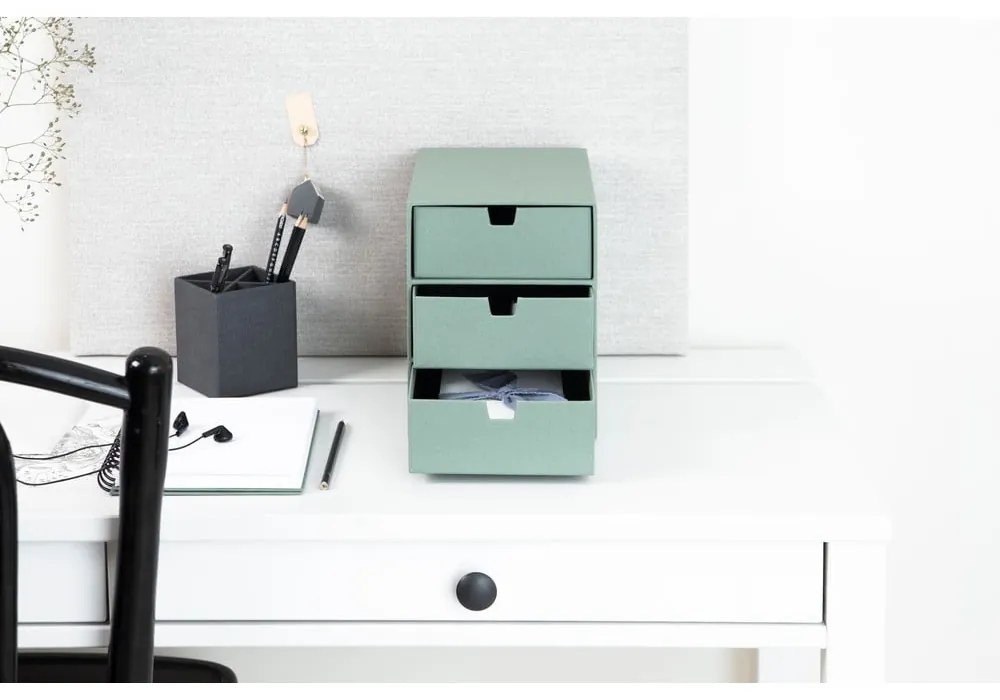 Zielony kartonowy organizer z szufladką Ingrid Canvas Paper Laminate – Bigso