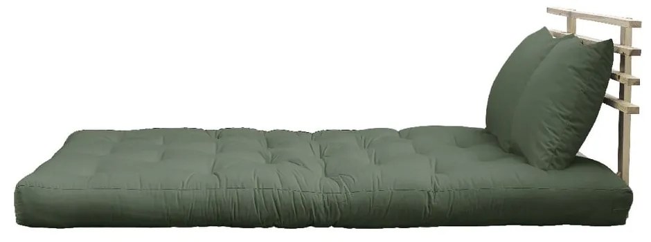 Sofa rozkładana z zielonym obiciem Karup Design Shin Sano Natural/Olive Green