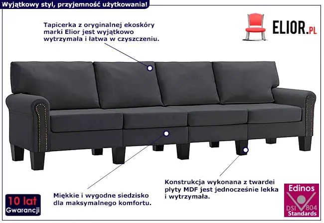 Czteroosobowa ciemnoszara sofa - Alaia 4X