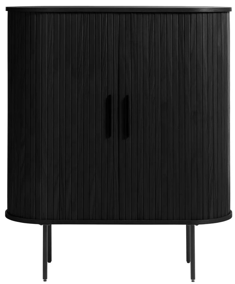 Czarna szafka w dekorze dębu z drzwiami przesuwnymi 100x118 cm Nola – Unique Furniture