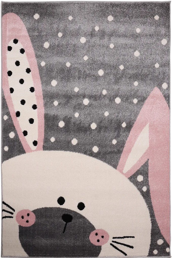 Dywan Bambino Ciekawski Królik Szary 133x190 Prostokąt