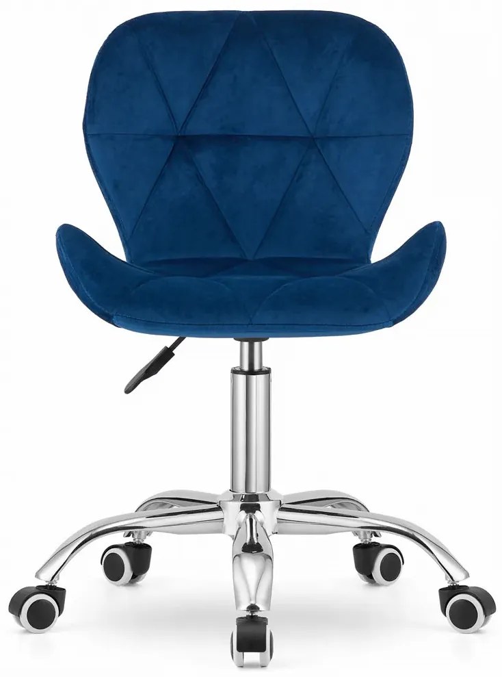Granatowy pikowany fotel obrotowy welurowy W6-N26