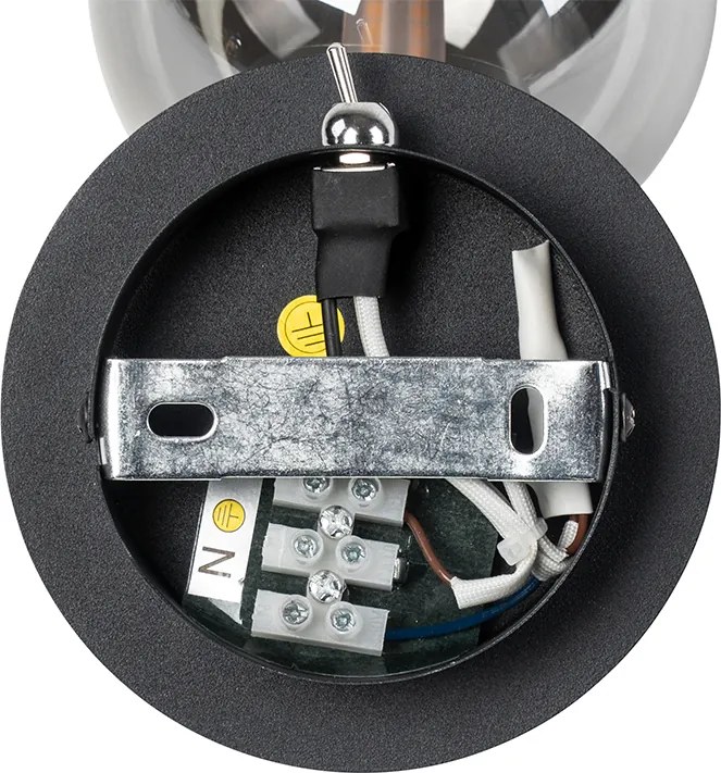 Rustykalny reflektor czarny regulowany z przydymionym szkłem - Athens