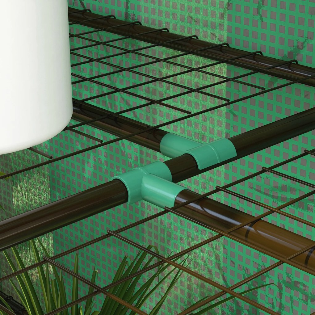 Outsunny Mini-szklarnia, 3 poziomy, 6 półek z drutu, 2 otwory, pokrycie z tworzywa, zielony | Aosom PL