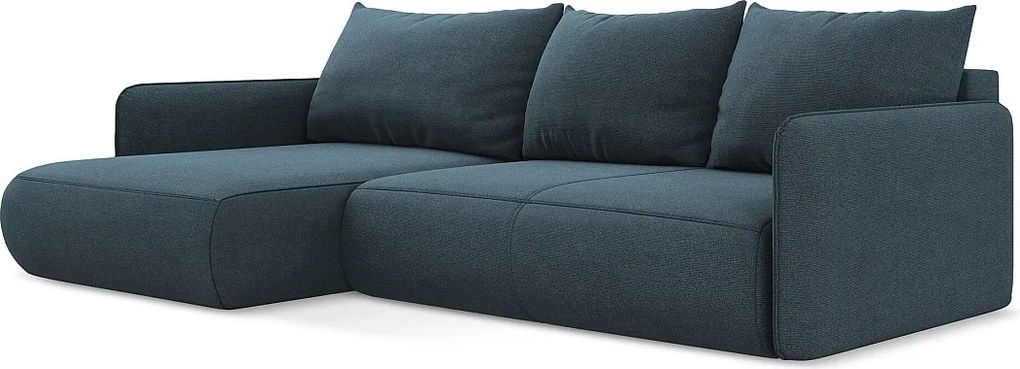 Narożnik lewostronny z funkcją spania - z tkaniny strukturalnej - jeans - NANEA