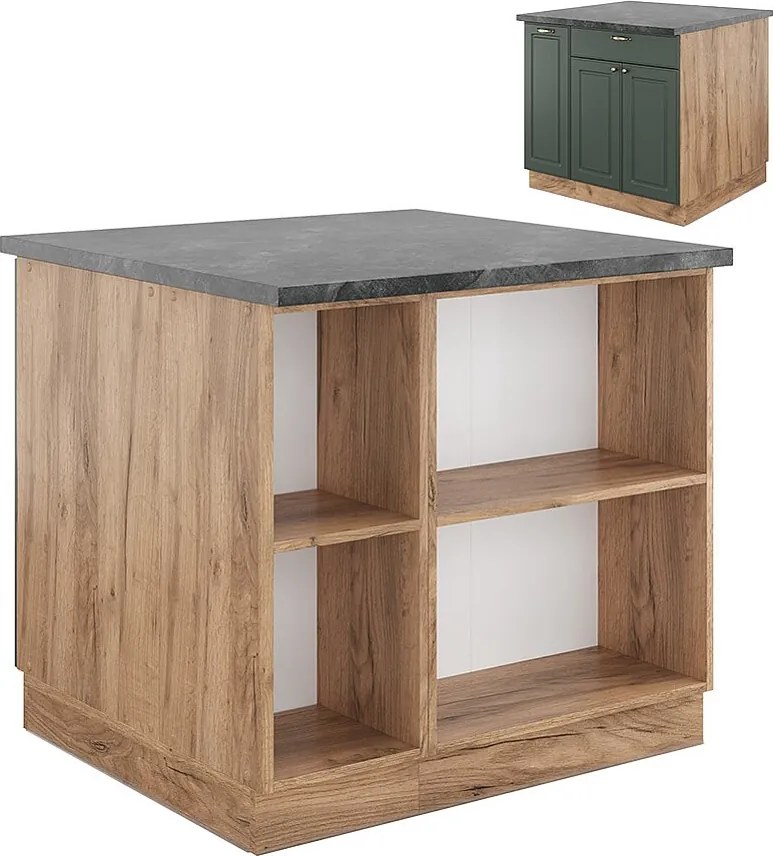 Wyspa kuchenna green-gold country/gold power oak 90x60x82 fame-line