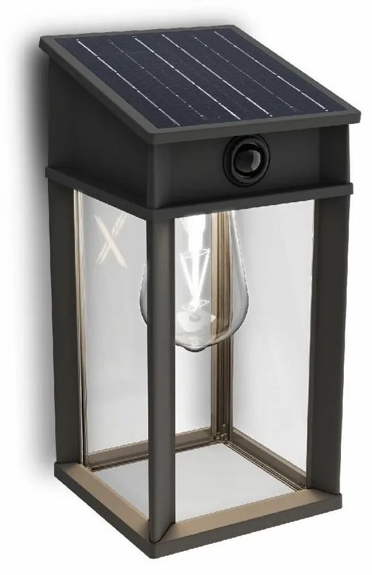 Philips Geri UltraEfficient solar LED lamp with sensor anthracite, 3,2 W, 500 lm, 4000 K