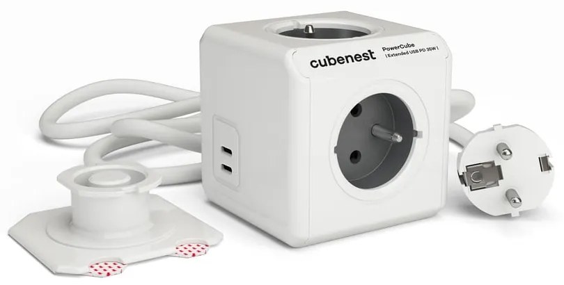 Rozgałęźnik do gniazdka 13 cm PowerCube Extended USB – Cubenest