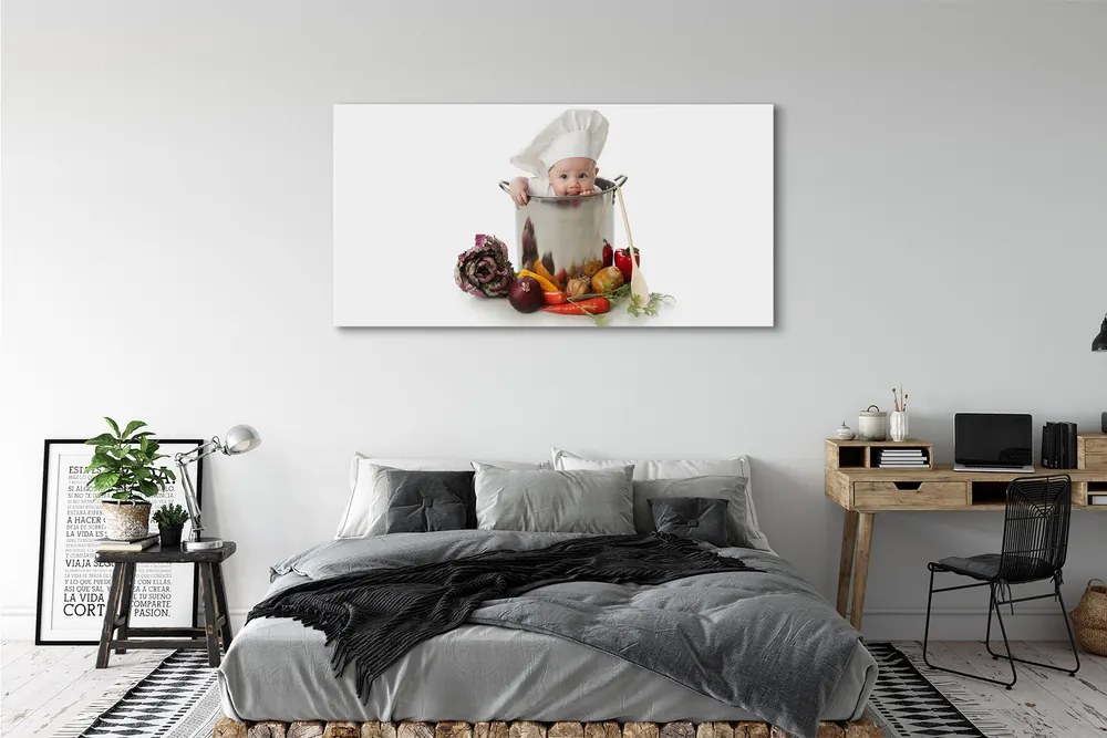 Obraz drukowany na płótnie Dziecko bawiące się w Kuchni
