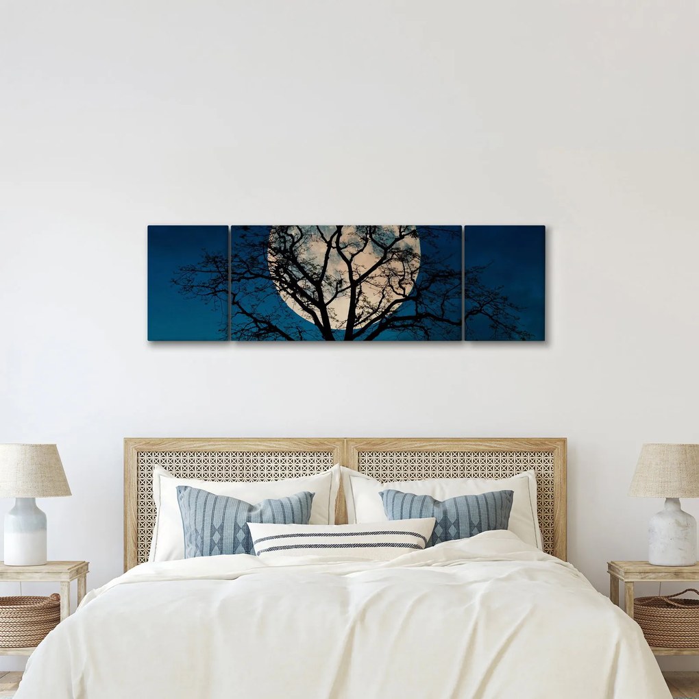 Obraz drzewa z pełnią księżyca (170x50 cm)
