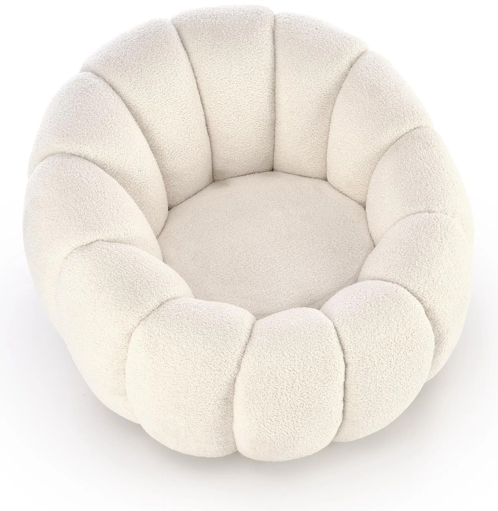 Fotel wypoczynkowy siedzisko waniliowy komfortowy tkanina pufa GASPAR