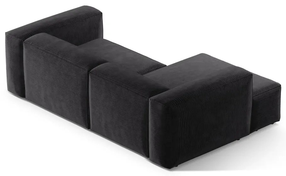 Ciemnoszary sztruksowy narożnik (lewostronny/z szezlongiem) Bergamo – Cosmopolitan Design